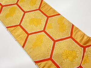 亀甲に菊模様織出しリバーシブル全通袋帯